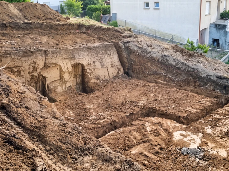 L'excavatrice charge les déchets de construction dans un camion pour les retirer du chantier